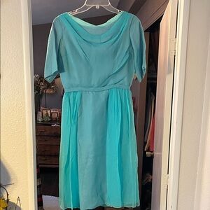 Elegant 50s Blue Dress
